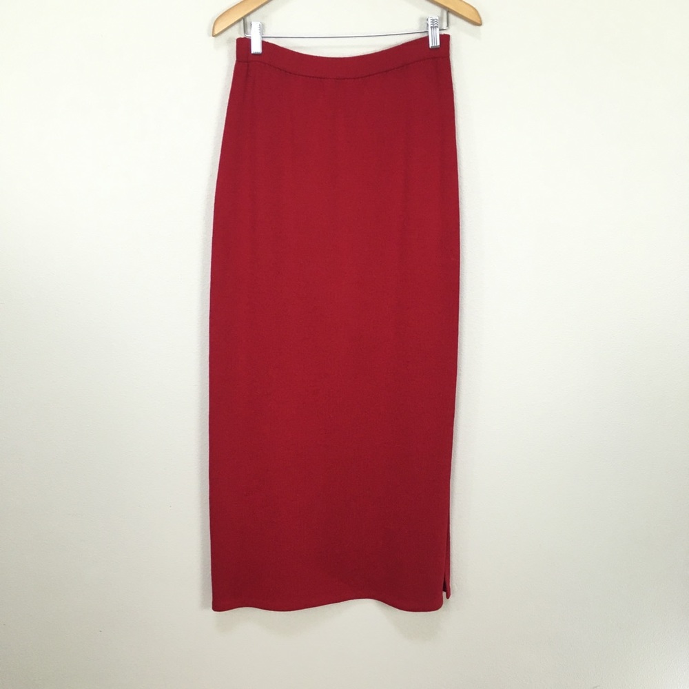 ST. JOHN Evening Santana Metallic Maxi Long Skirt
